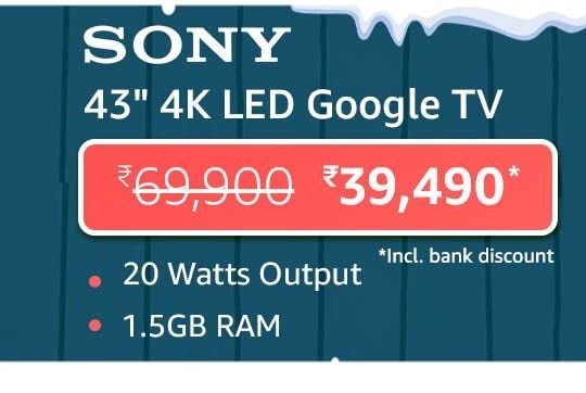 sony 43 inch 4k led google tv